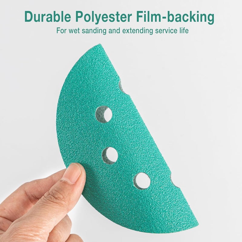 Aiyard 5-Inch 8-Hole Wet Dry Sanding Discs 180 Grit, Polyester Film Backed Heavy-Duty Hook and Loop Sandpaper for Random Orbital Sander, 50-Pack - Image 3